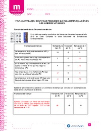 Identificar problemas que no admiten solución en los números naturales y que pueden ser resueltos en los números enteros (Pauta)