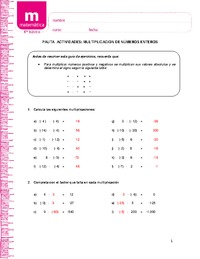Multiplicación de números enteros (Pauta)