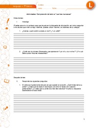 Comprensión de lectura Las tres manzanas