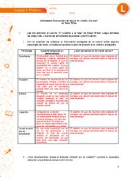 Comprensión de lectura el ruiseñor y la rosa (Pauta)