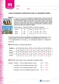 Potencias de base 10 y exponente entero (Pauta)