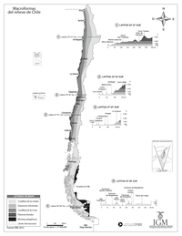 Mapa con el relieve de Chile