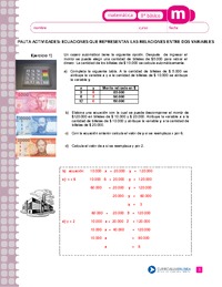 Ecuaciones que representan las relaciones entre dos variables (Pauta)