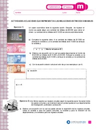 Ecuaciones que representan las relaciones entre dos variables