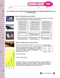 Identificar variables relacionadas en forma proporcional y no proporcional