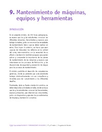 Módulo 9 - Mantenimiento de máquinas, equipos y herramientas Módulo 9 - Mantenimiento de máquinas, equipos y herramientas