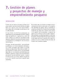 Módulo 7 - Gestión de planes y proyectos de manejo y emprendimiento pesquero Módulo 7 - Gestión de planes y proyectos de manejo y emprendimiento pesquero