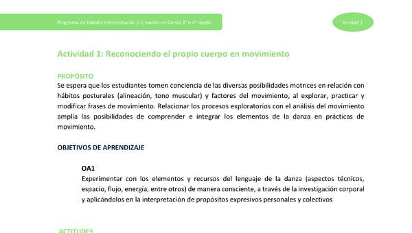 Actividad 1: Reconociendo el propio cuerpo en movimiento