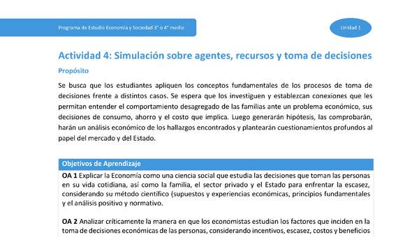 Actividad 4: Simulación sobre agentes, recursos y toma de decisiones