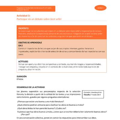Actividad 3: Participar en un debate sobre best seller