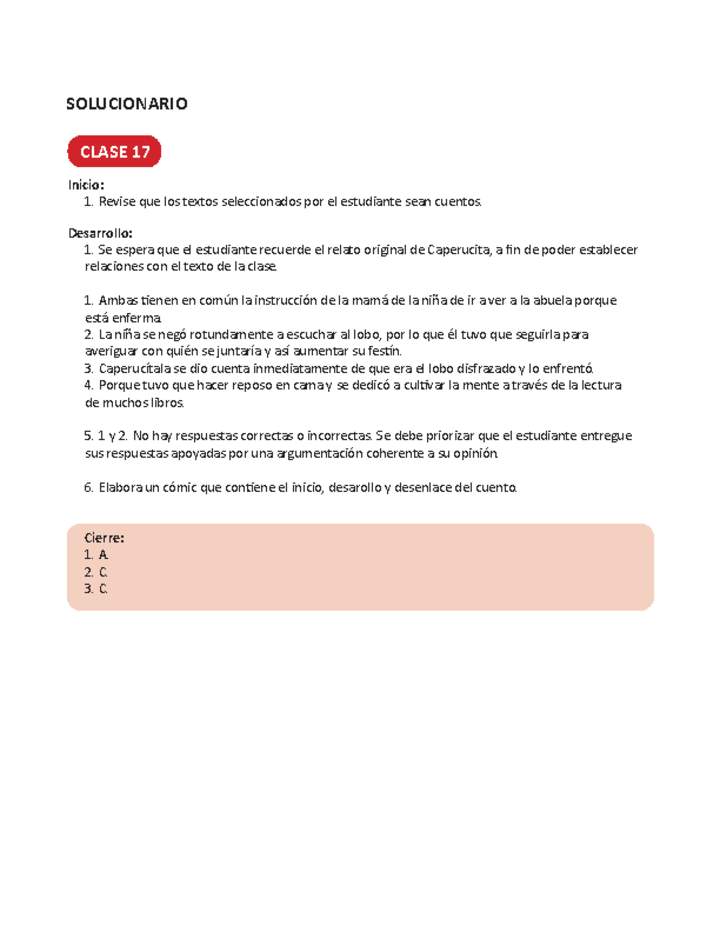 Solucionario Lenguaje y comunicación 4ºbásico Unidad 1 Semana 5