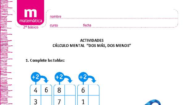 Cálculo mental "Dos más, dos menos"