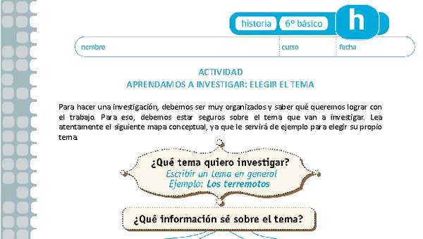 Aprendamos a investigar: Elegir el tema