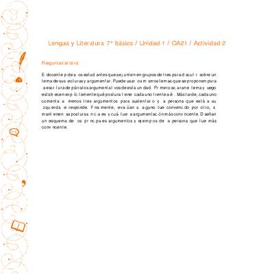 Lengua y Literatura 7° básico-Unidad 1-OA21-Actividad 2