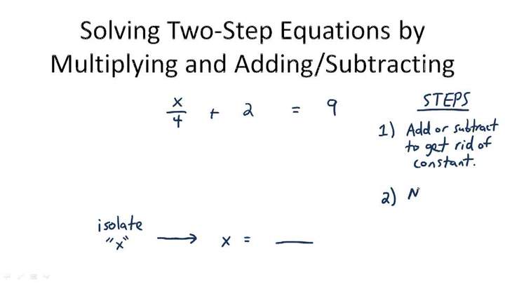 Resolver ecuaciones de dos pasos multiplicando y sumando / restando: descripción general Resolver ecuaciones de dos pasos multiplicando y sumando / restando: descripción general