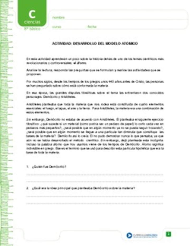 Desarrollo del modelo atómico