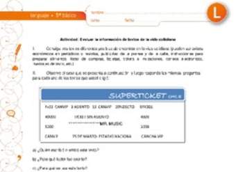 Evaluar la información de textos de la vida cotidiana