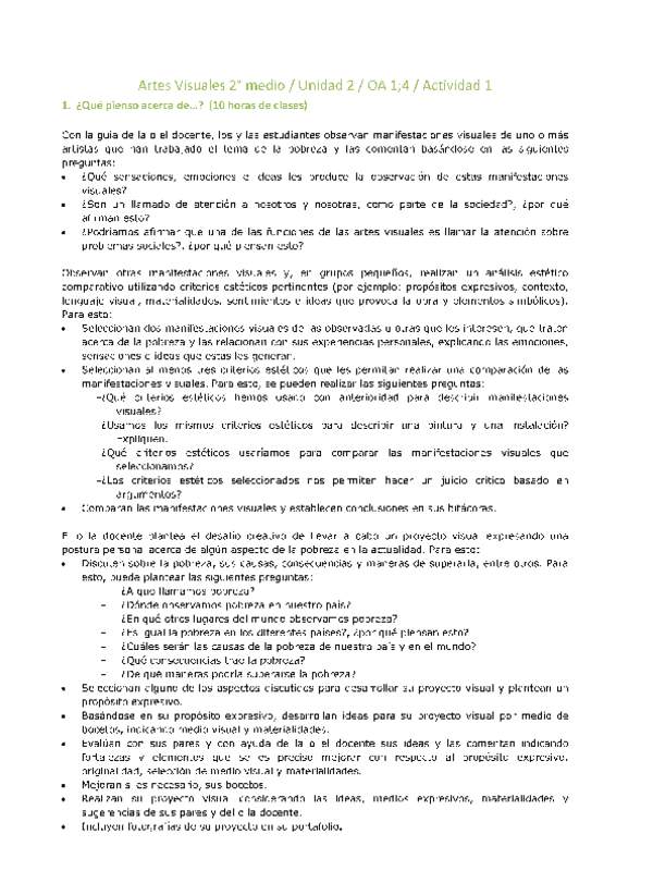 Artes Visuales 2 medio-Unidad 2-OA1;4-Actividad 1