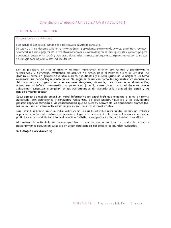 Orientación 2 medio-Unidad 2-OA3-Actividad 1